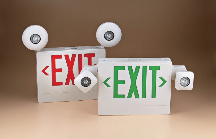 EMERGENCY LIGHT COMBO - EXIT SIGN WITH 2 LED HEAD EMERGENCY LIGHT