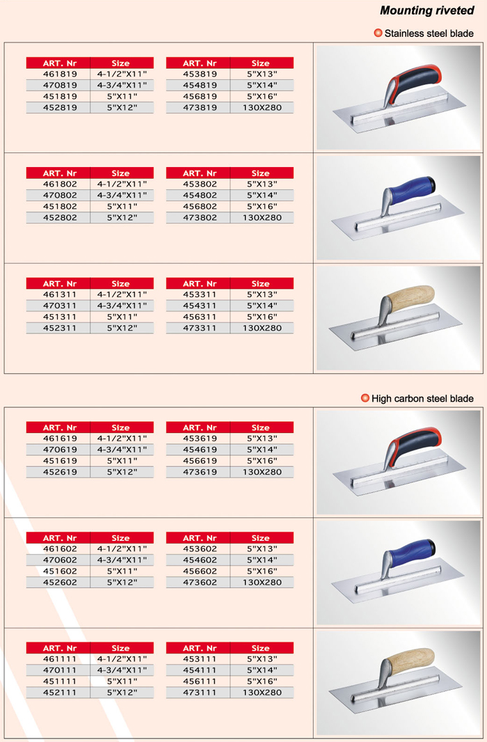 Ultra Flex Trowels / Cement tools/ Masonry Tools Ultra Flex Trowels / Cement tools/ Masonry Tools