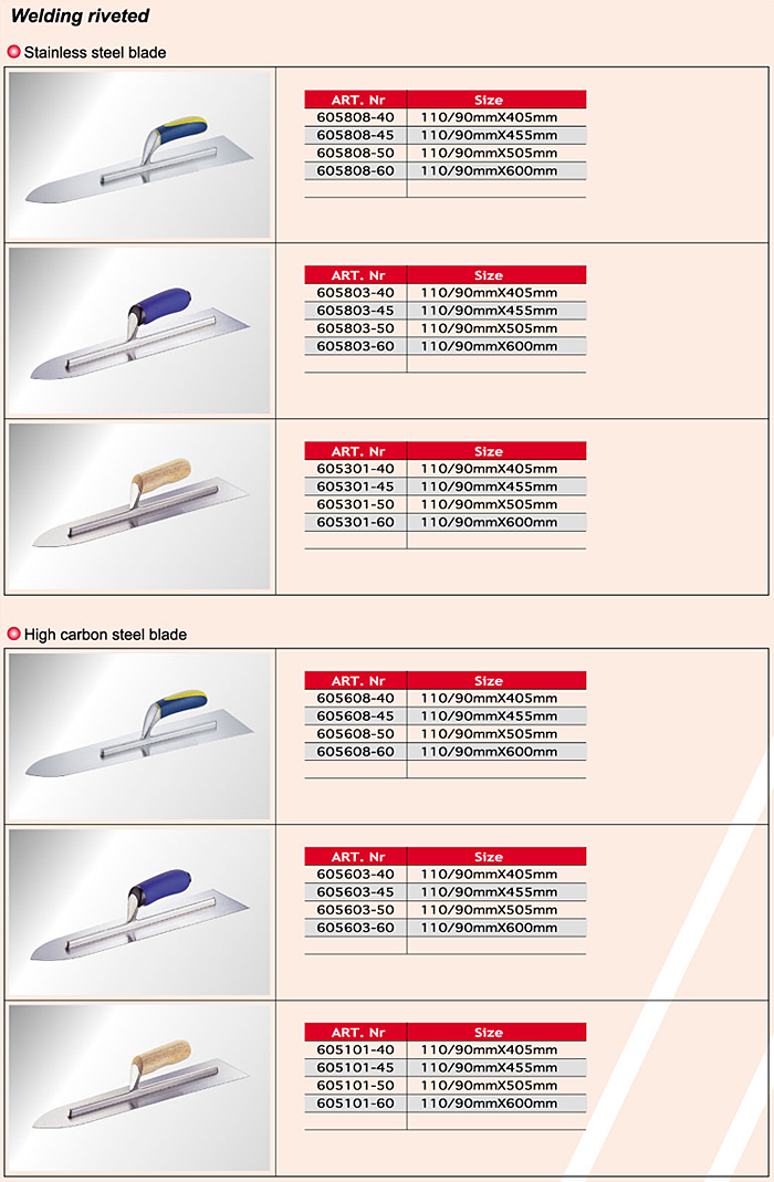 Plaster Trowels  / Plastering Trowels