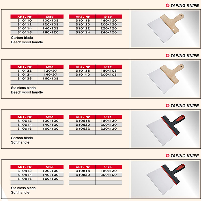 Taping Knife / Stripping Scrapers Taping Knife / Stripping Scrapers