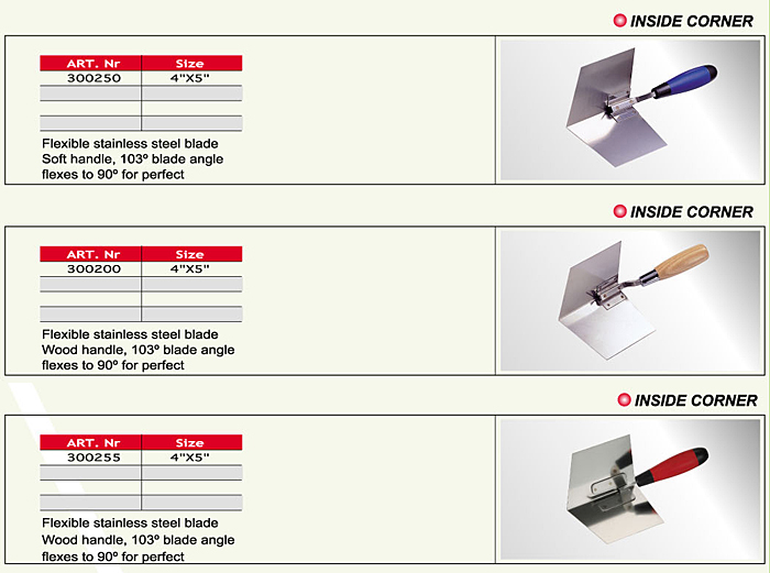 Inside Corner Trowel/Cement Finishing Tools