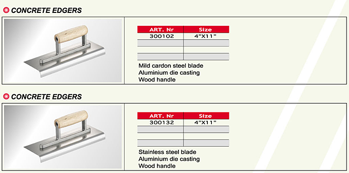 Concrete Edgers/Cement Finishing Tools Concrete Edgers/Cement Finishing Tools