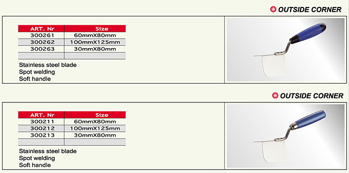 Outside Corner/Cement Finishing Tools