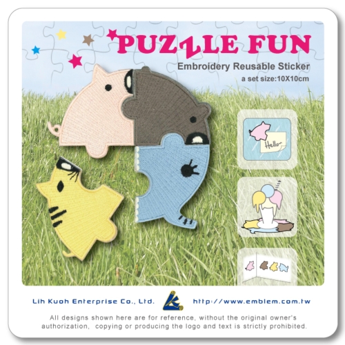 Embroidery Reusable Sticker: FUZZLE FUN