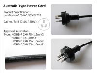 Australia Type Power Cord (TA-8)