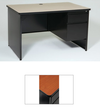 Full End Panel Desk w/ Single Pedestal