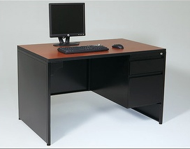 Full End Panel Desk w/ Single Pedestal