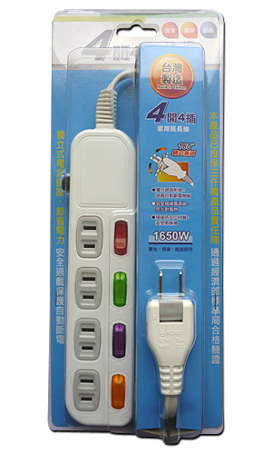 Household power strip (4-switch, 4-socket, 6ft)