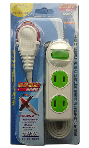 Household power strip (1-switch, 2-socket, 6ft)