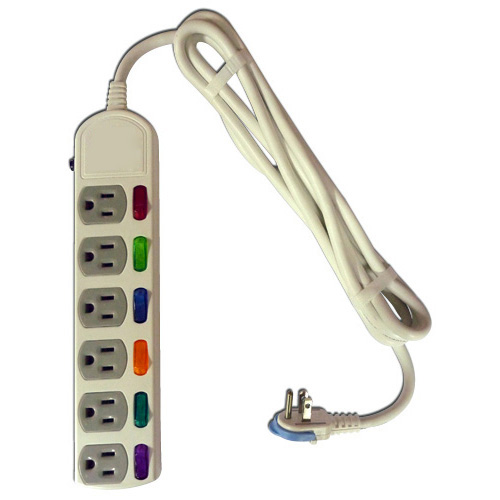 PC extension cord (super-energy-efficient, 6-switch, 6-socket, 9ft)