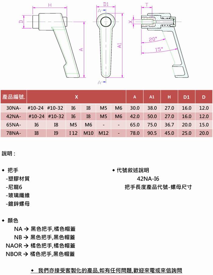 塑膠把手-螺母(可調式手把/萬向手把) 塑膠把手-螺母(可調式手把/萬向手把)