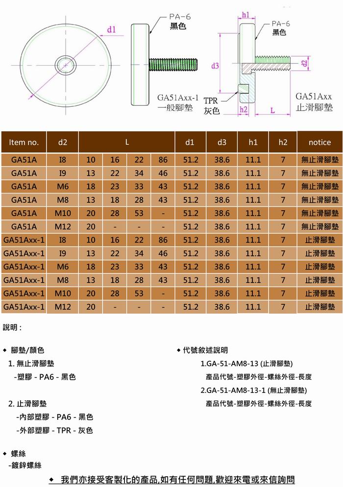 GA51A-腳墊.腳粒 GA51A-腳墊.腳粒