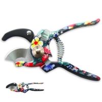 Flower Pattern Printing Anvil Pruning Shears