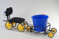 Garden seat with backrest and harvest cart