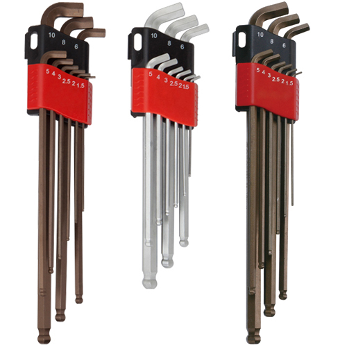 Ball-point hex key wrench set (super-short arm, 90°/110°)