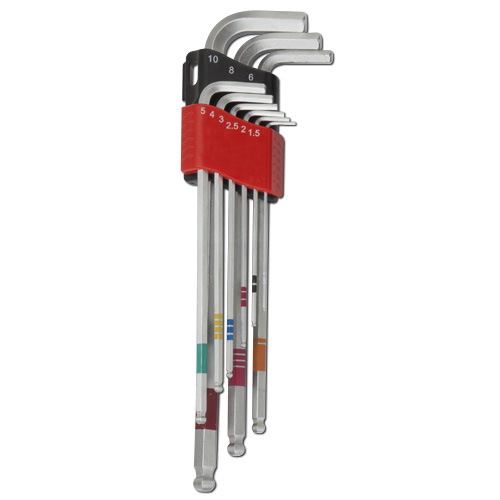 9pc color-ring extra-long ball point hex key wrench set (色帶)