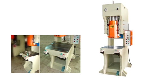 Hydraulic C-type stamping machine with floor-standing slide