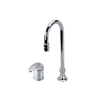 Single handle wide spread hi-rise sink faucet