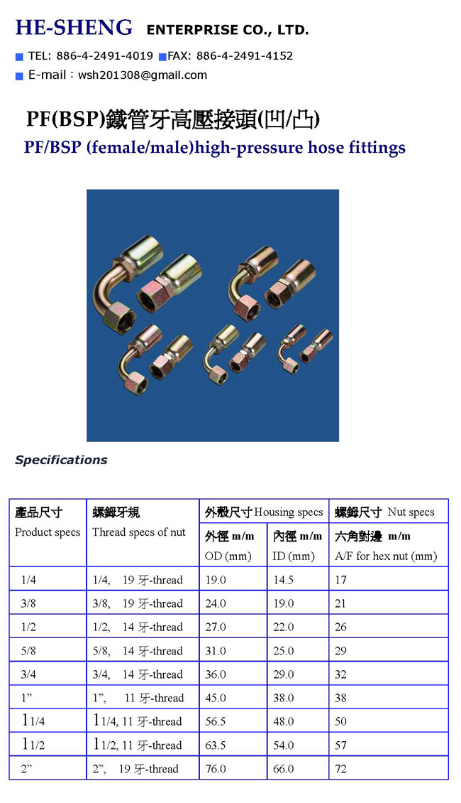 PF (BSP)铁管牙高压接头(凹/凸)