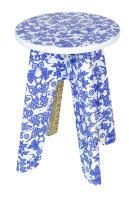 Blue-and-White Print Stool