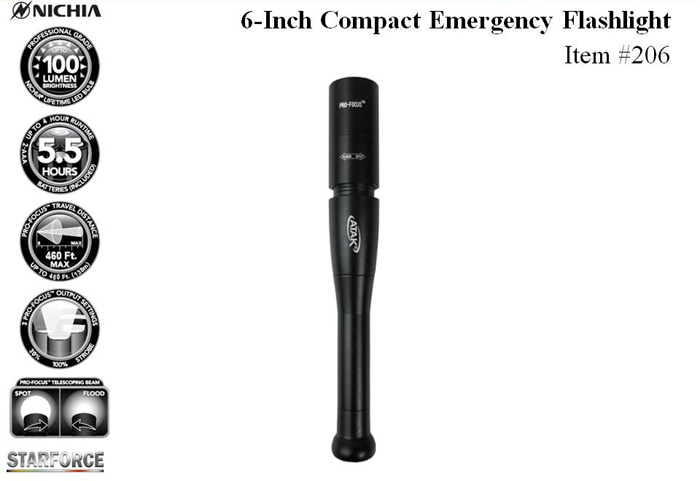 6-Inch Compact Emergency Flashlight