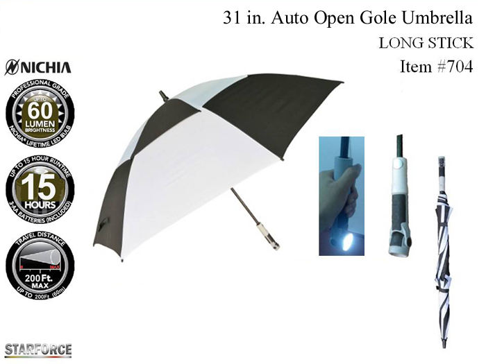 31 in. AUTO OPEN GOLF UMBRELLA LONG STICK 31 in. AUTO OPEN GOLF UMBRELLA LONG STICK