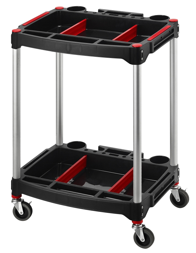 2-Tiers Height-Adjustable Tool Cart