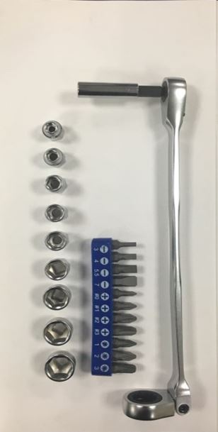 EXTRA LONG 19PCS LOW FILE BITS & SOCKET RATCHET WRENCH SET