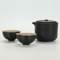 Ring-patterned Travel Teapot Set