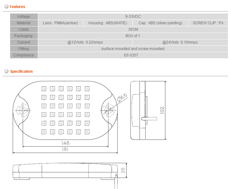 LED Turn Light for Truck & Trailer