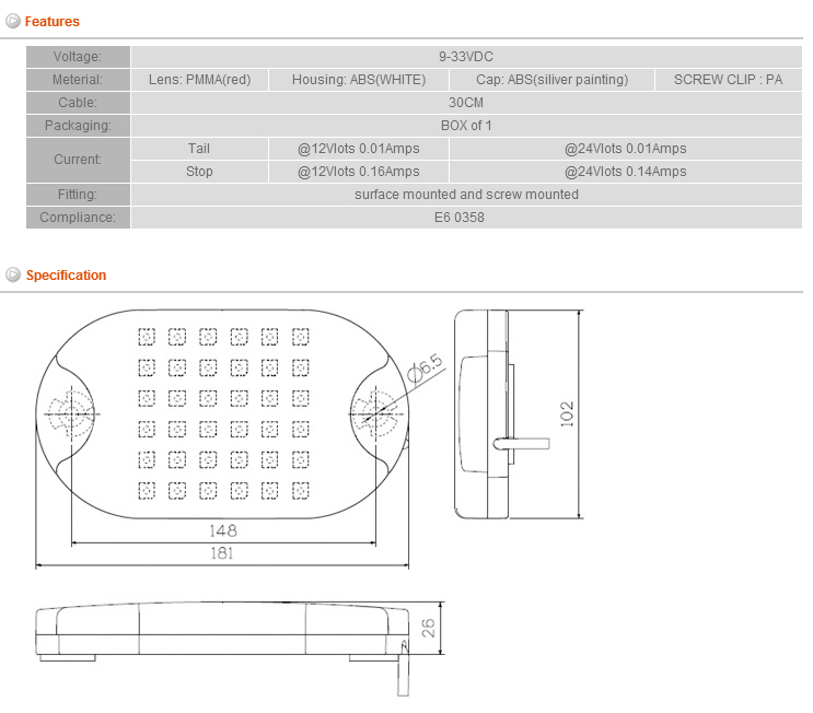 LED Stop/Tail Lights for Truck & Trailer