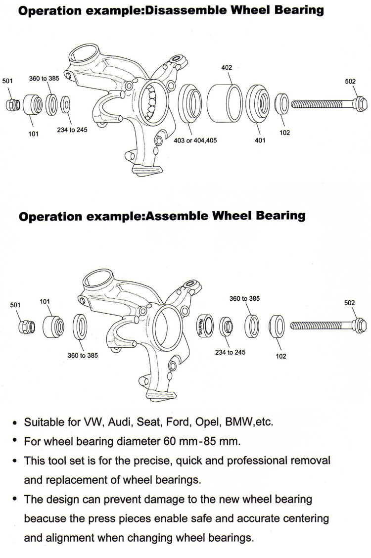 Professional Wheel Bearing Tool Set / Pullers & Under Car Tools