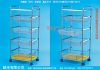 Stainless Steel Four-tire Vegetable Trolley with Wire-mesh Baskets