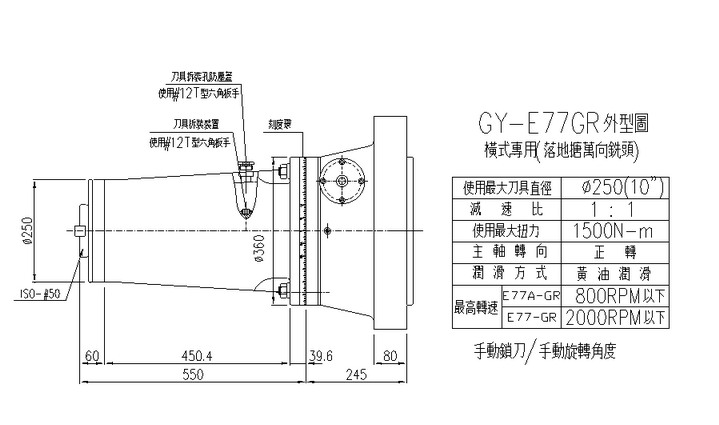 Extend milling head for floor-type boring machine / Extend Head