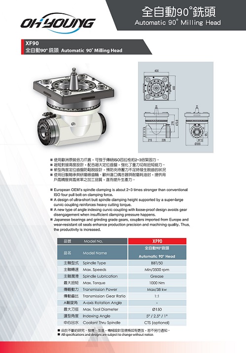 XF90全自動直角銑頭