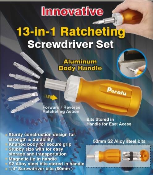 13 in 1 Ratcheting Screwdriver set, DIY tools, Hand tools