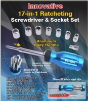 17 in 1 Ratcheting Screwdriver & Socket Set