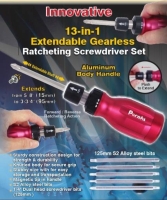 13 in 1 Extendable Gearless Ratcheting Screwdriver set w/bits, Hand tools