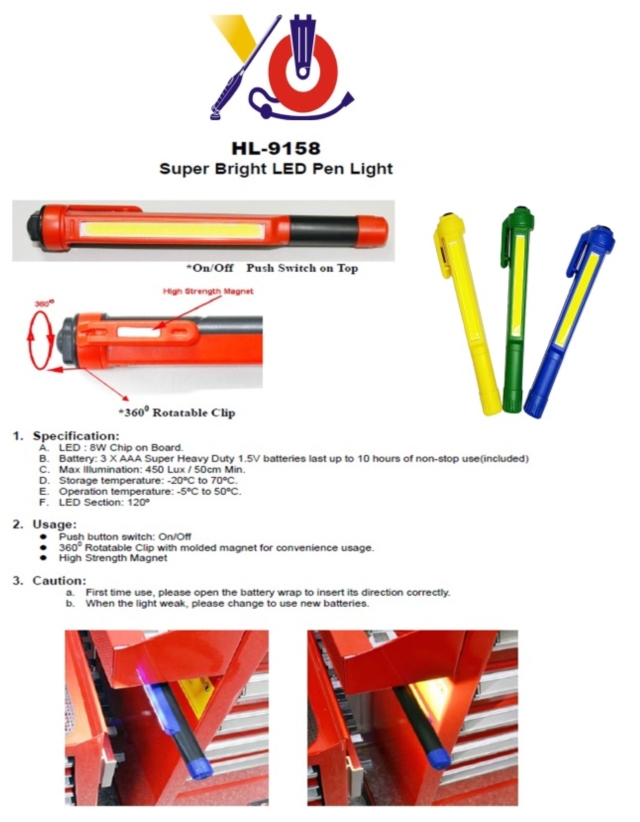 Hi Intensity 8W LED Pen Light