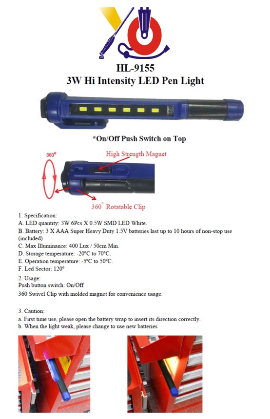 Hi Intensity 3W LED Pen Light