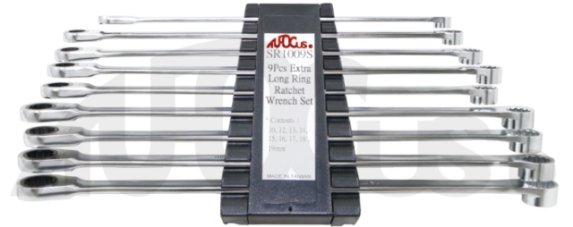 9Pcs Extra Long Ring Ratchet Wrench Set