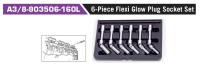 A3/8-903506-160L 6-Piece Flexi Glow Plug Socket Set A3/8-903506-160L 6-Piece Flexi Glow Plug Socket Set