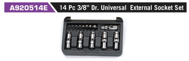 A920514E 14 Pc 3/8” Dr. Universal External Socket Set A920514E 14 Pc 3/8” Dr. Universal External Socket Set