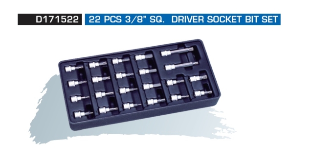 D171522 22 PCS 3/8” SQ. DRIVER SOCKET BIT SET