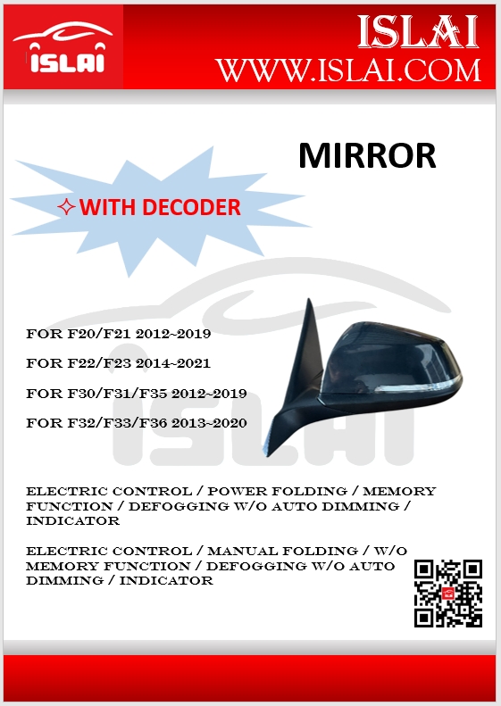 MIRRORS FOR F20/F30 MIRRORS FOR F20/F30
