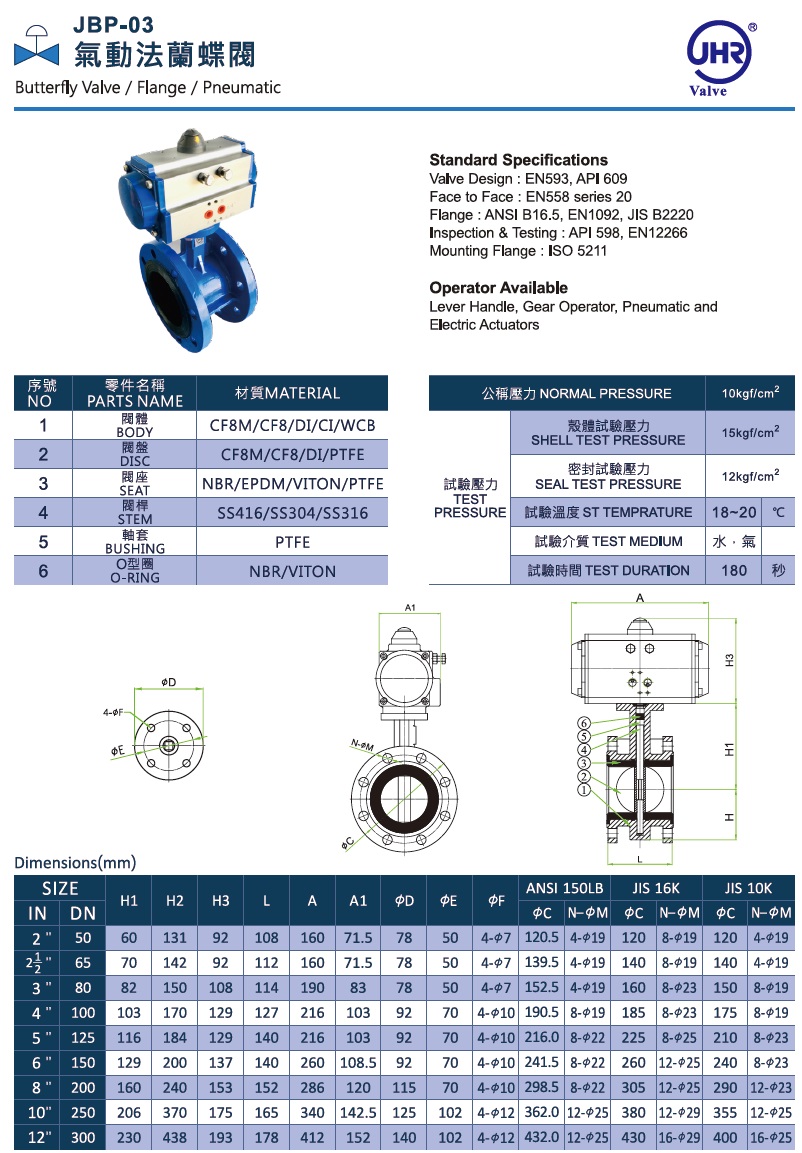 JBP-03 氣動法蘭蝶閥 JBP-03 氣動法蘭蝶閥