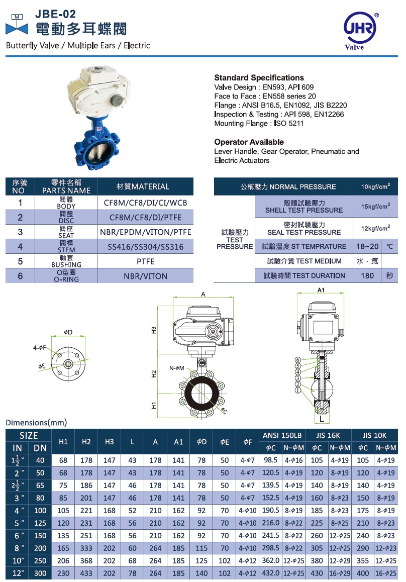 JBE-02 電動多耳蝶閥