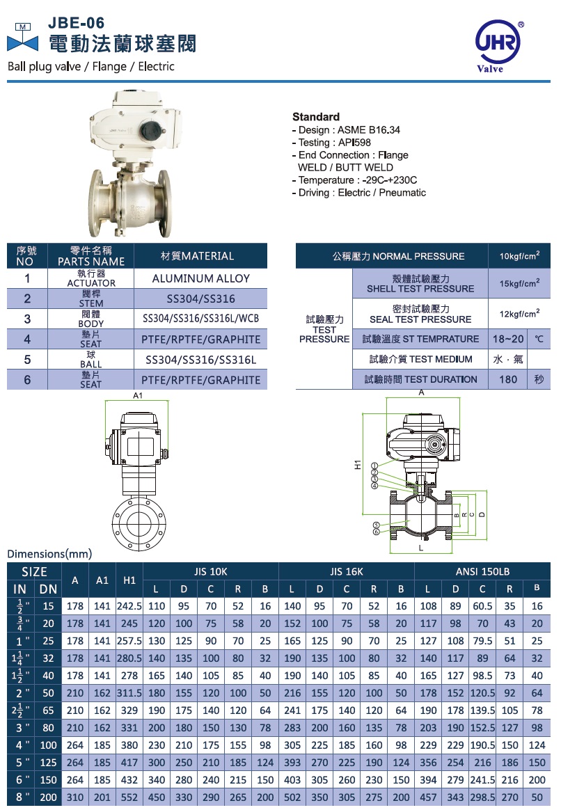 JBE-06 電動法蘭球塞閥