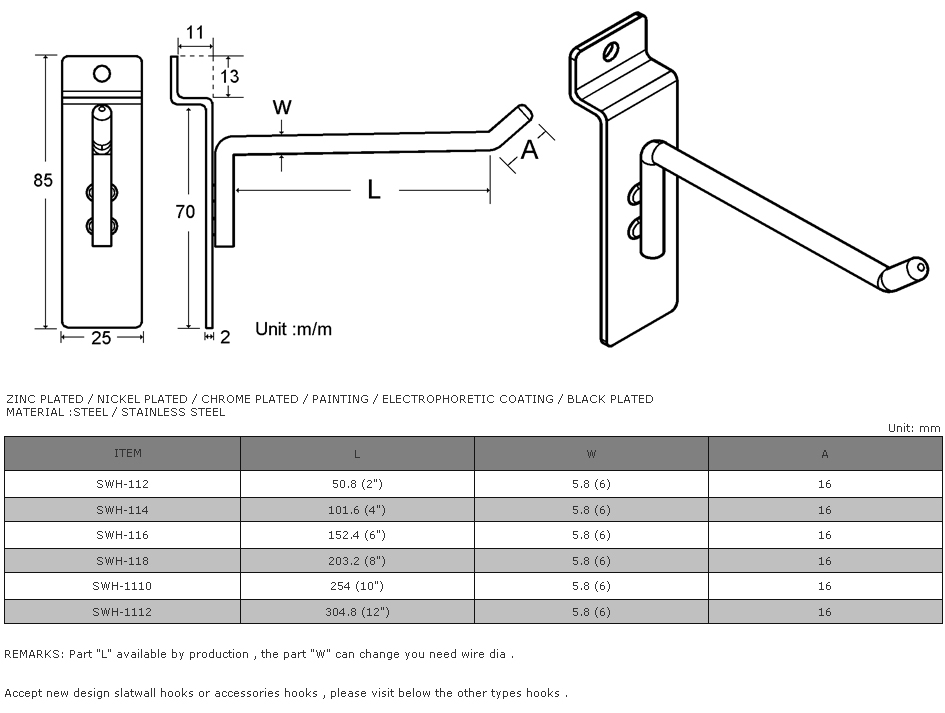 Slat Wall Hook