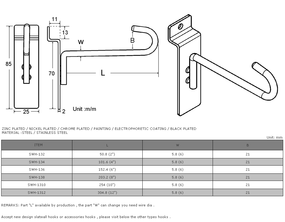 Slat Wall Hook